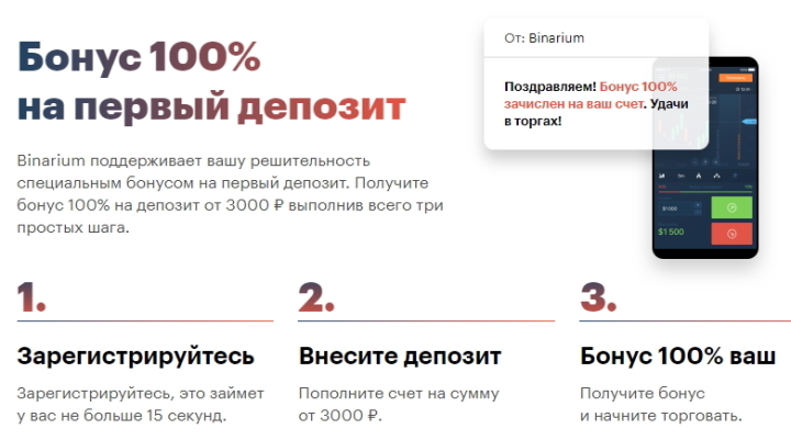 Binarium broker bonus