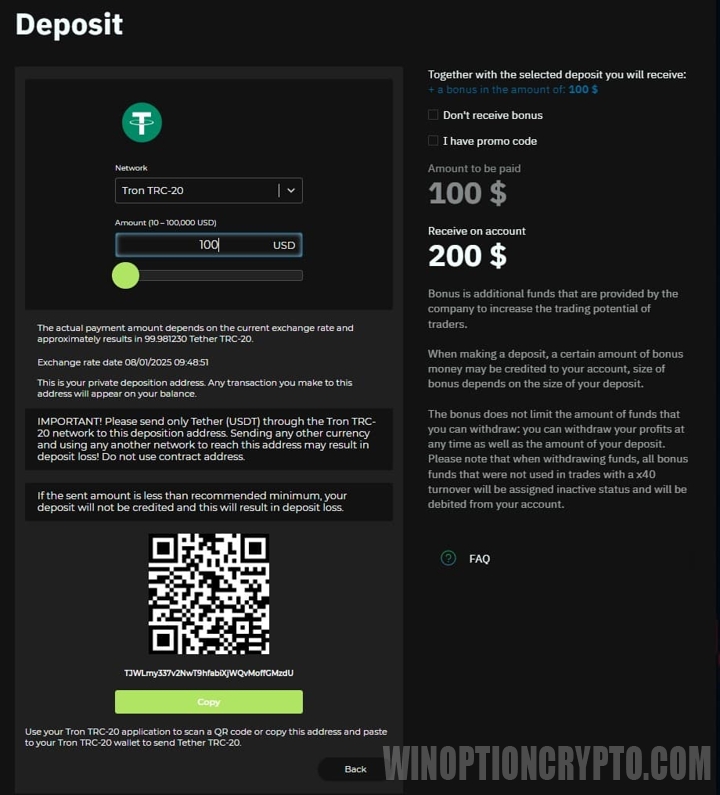 использование криптовалют для пополнения счета бинариум