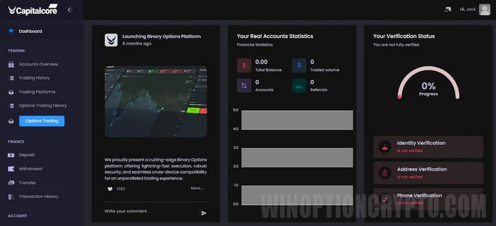 user account in capitalcore