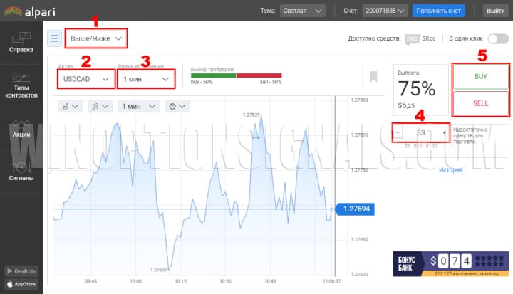 instructions for trading binary options in alpari