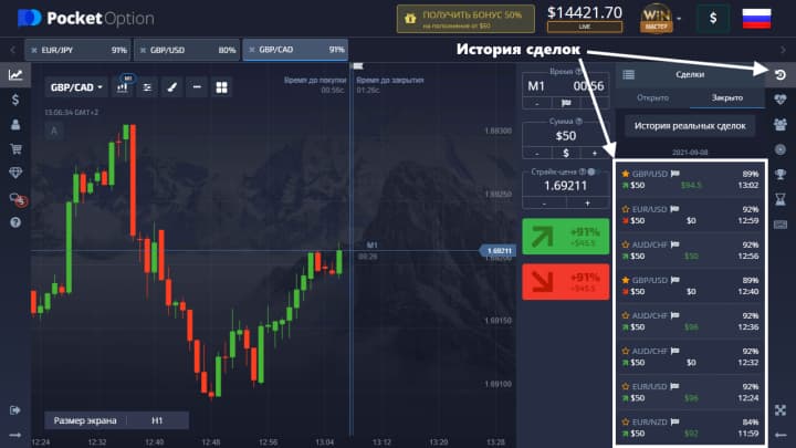 Pocket option transaction history