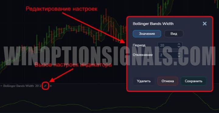 indicator settings in Forex MT5 from PocketOption