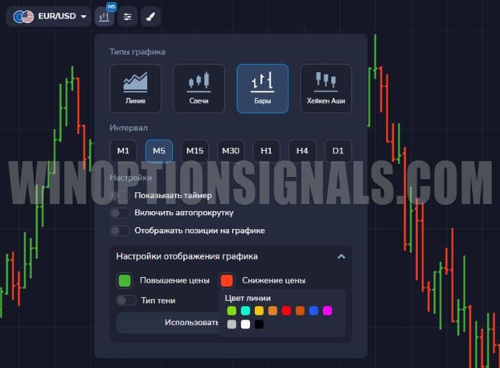 bar settings in Forex MT5 from PocketOption
