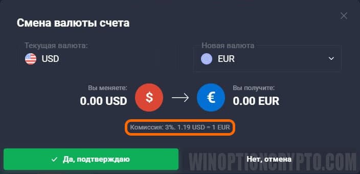 комиссия при пополнении торгового счета