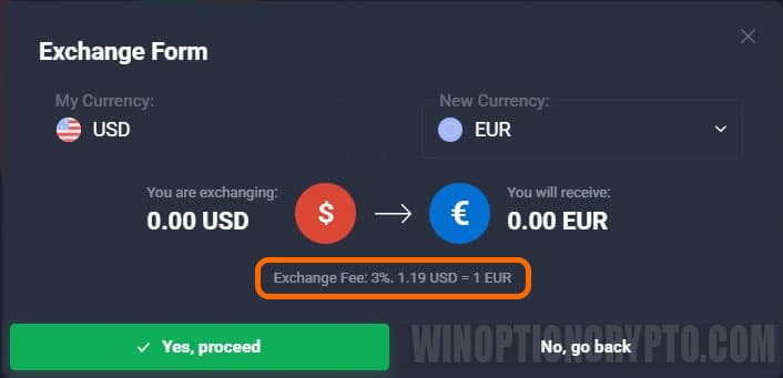 commission for replenishment of trading account