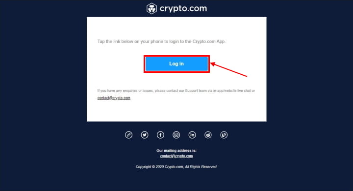 Confirmation of registration in crypto com 50
