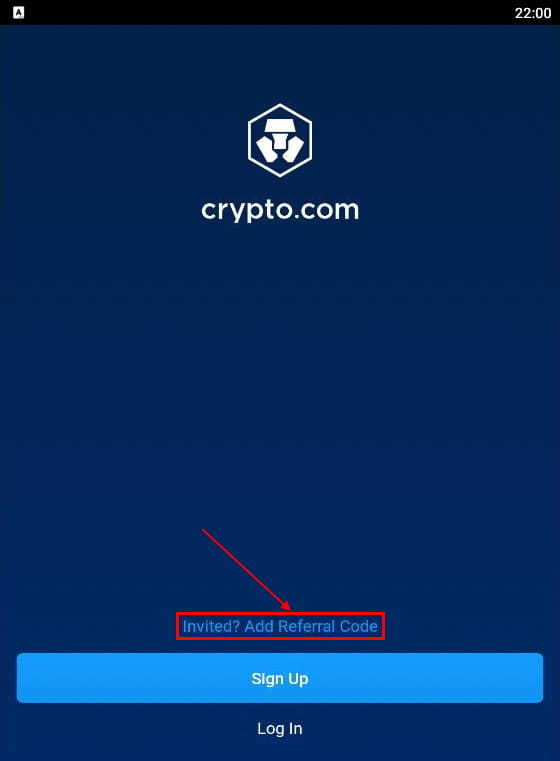 Entering referral code in crypto com 50