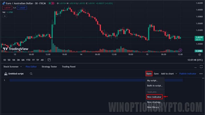 pine editor window in trading view