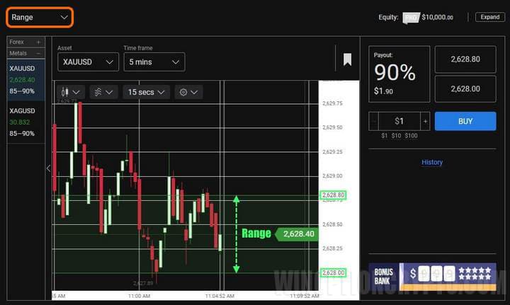 options range at alpari
