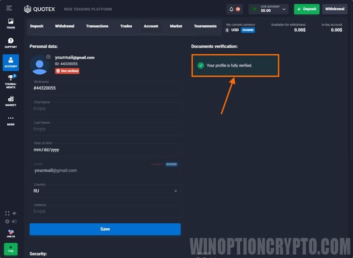 verified quotex profile