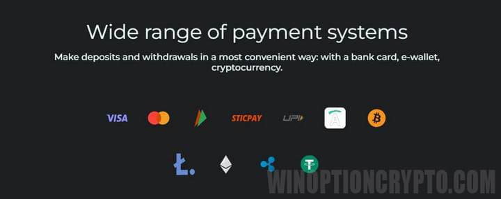 Options for replenishing an account in binarium