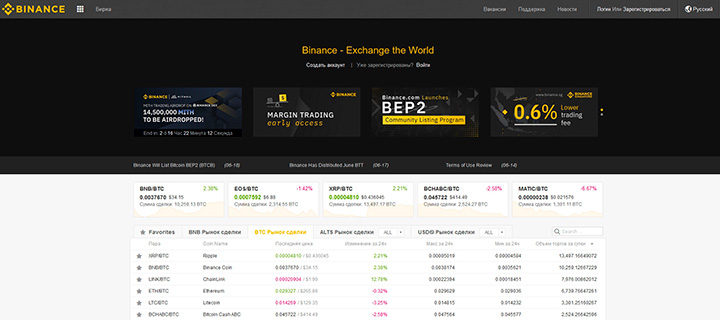 Binance website