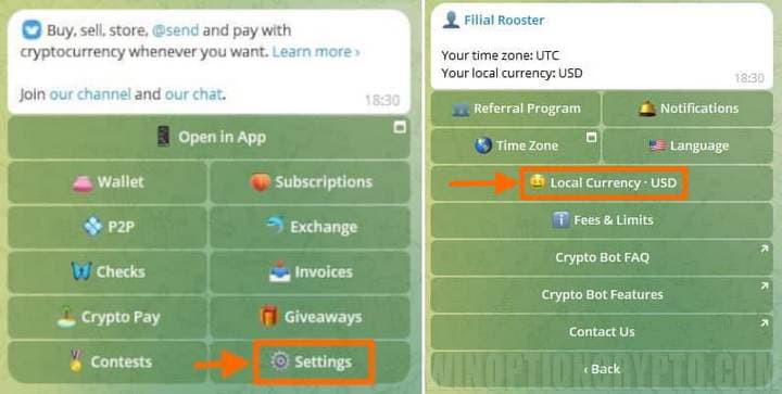 Setting up a crypto wallet in telegram