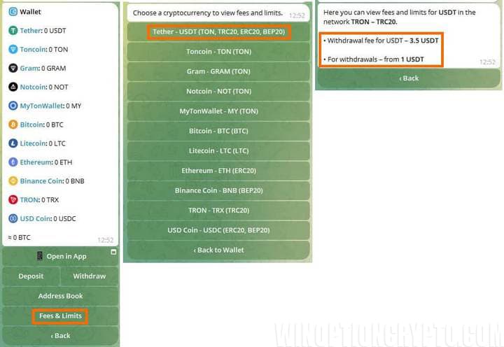 crypto wallet limits and fees