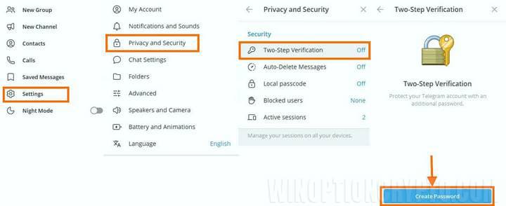 security settings in telegram