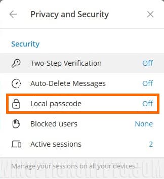 enable local password for device