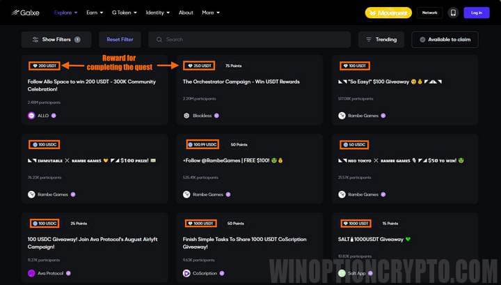 giveaway on galxe platform
