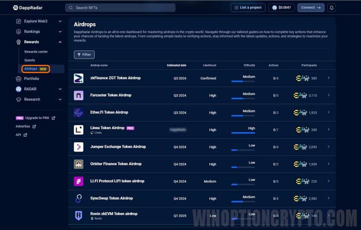 service aggregator dappradar