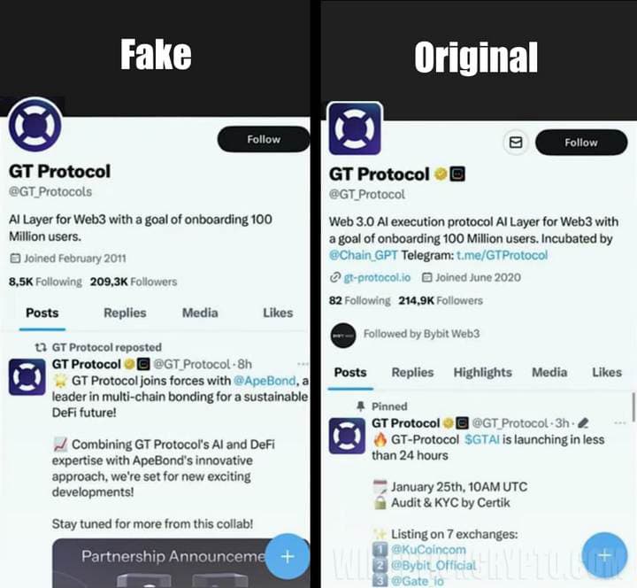 difference between original and fake pages