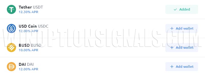 interest on deposits in cryptocurrency