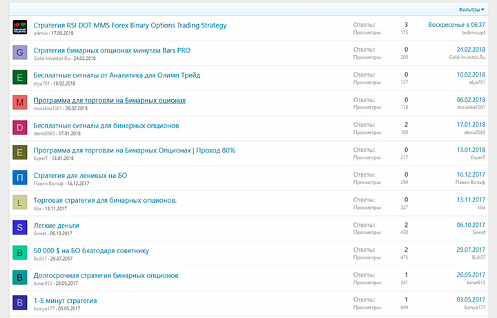 Topics about strategies on the forum