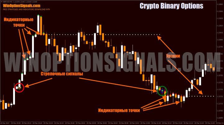 arrow signal and levels in Crypto Binary Options