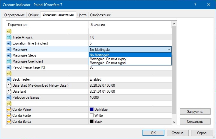 Настройка Мартингейла индикатора IOnosfera