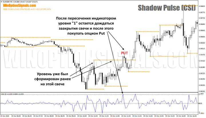 Put according to the Shadow Pulse indicator