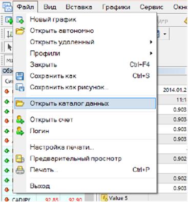 Opening the data directory