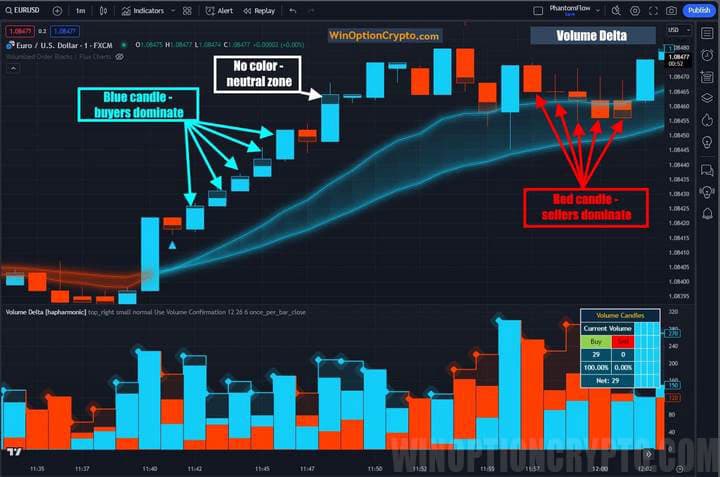 candle bodies in volume delta