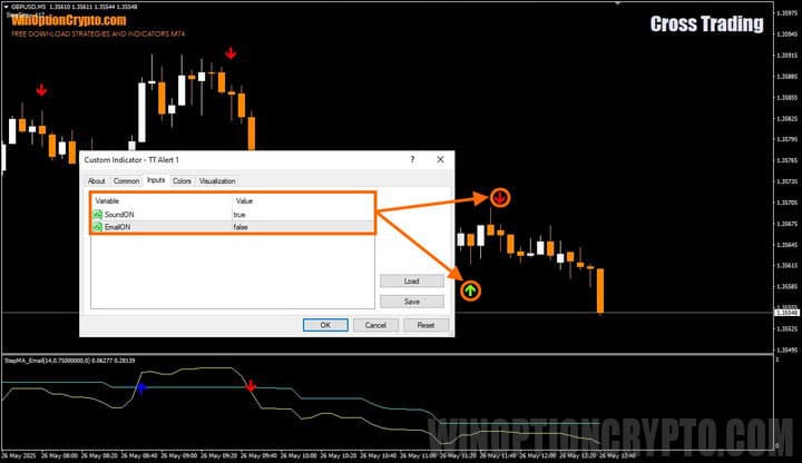Signal settings in Cross Trading