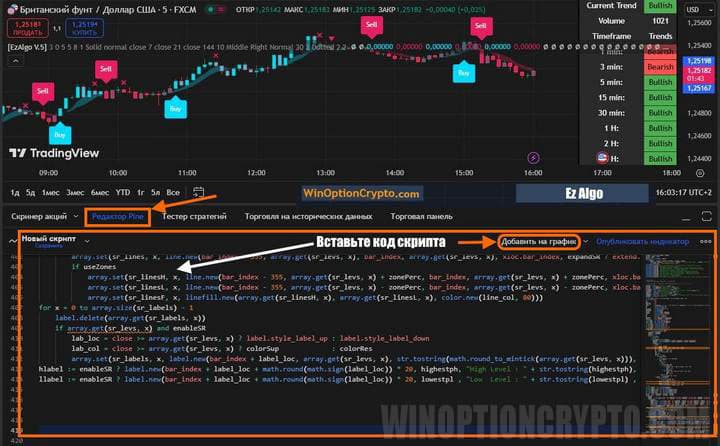 установка стратегии EzAlgo