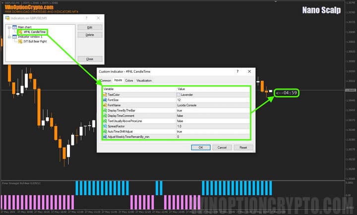 настройки таймфрейма в nano scalp