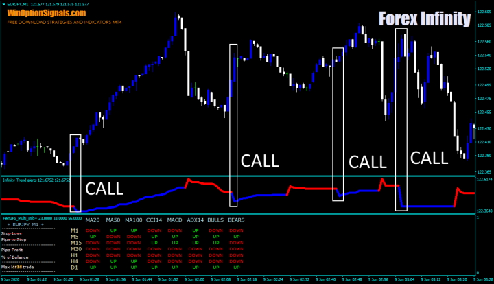 Call options in the Forex Infinity Strategy