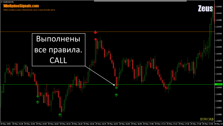 Call option according to Zeus strategy